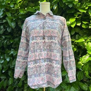 Vintage 90s Pink Paisley Floral Southwestern brushpopper top aztec western y2k